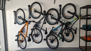 Bikes hanging in Steadyrack wall mount bike hangers on the wall