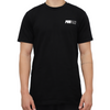 A model wearing a black t-shirt with a white Steadyrack ProFlex logo.