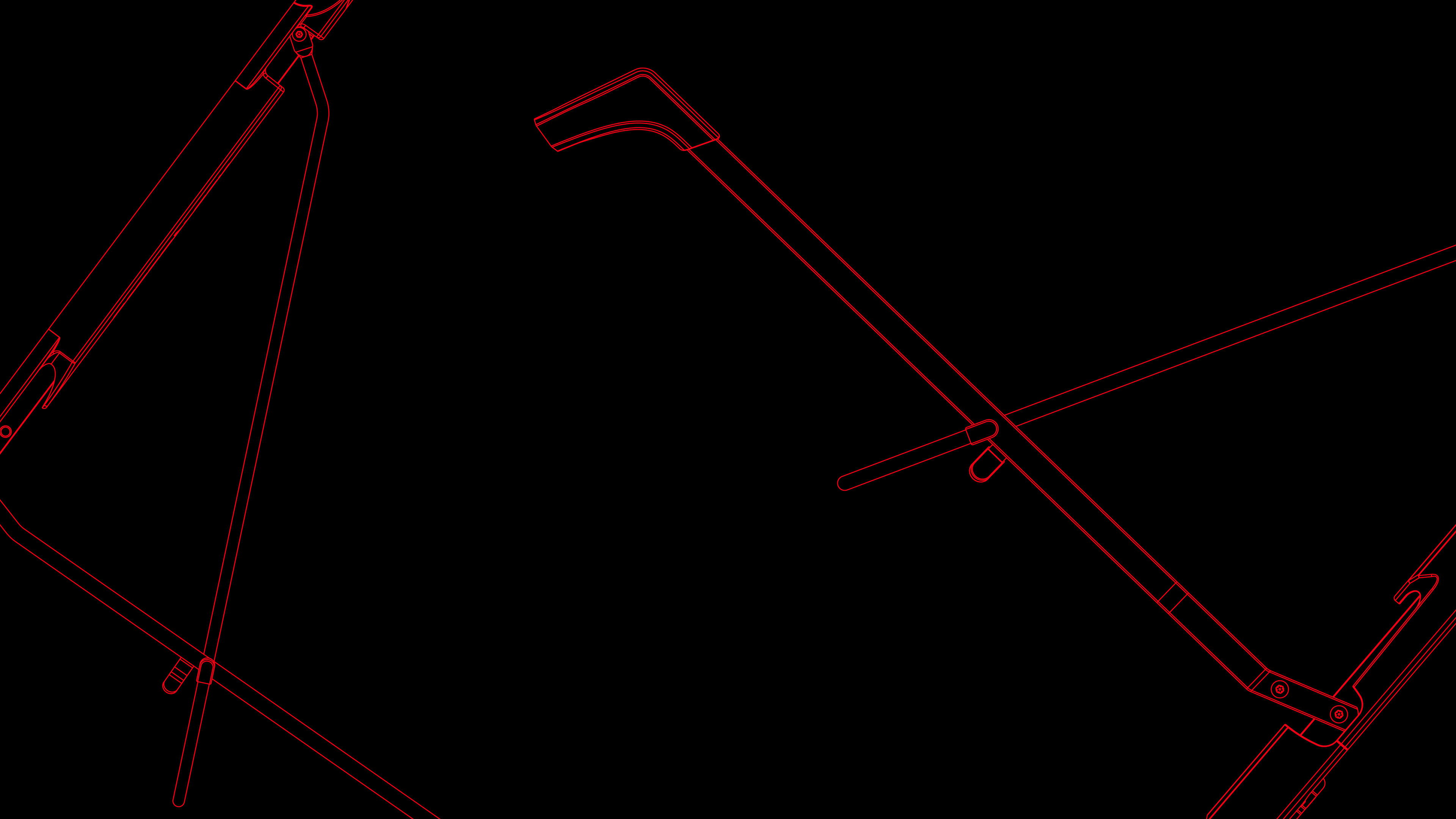 Red geometric shapes on a black background
