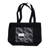 A black GearMate printed canvas tote bag.