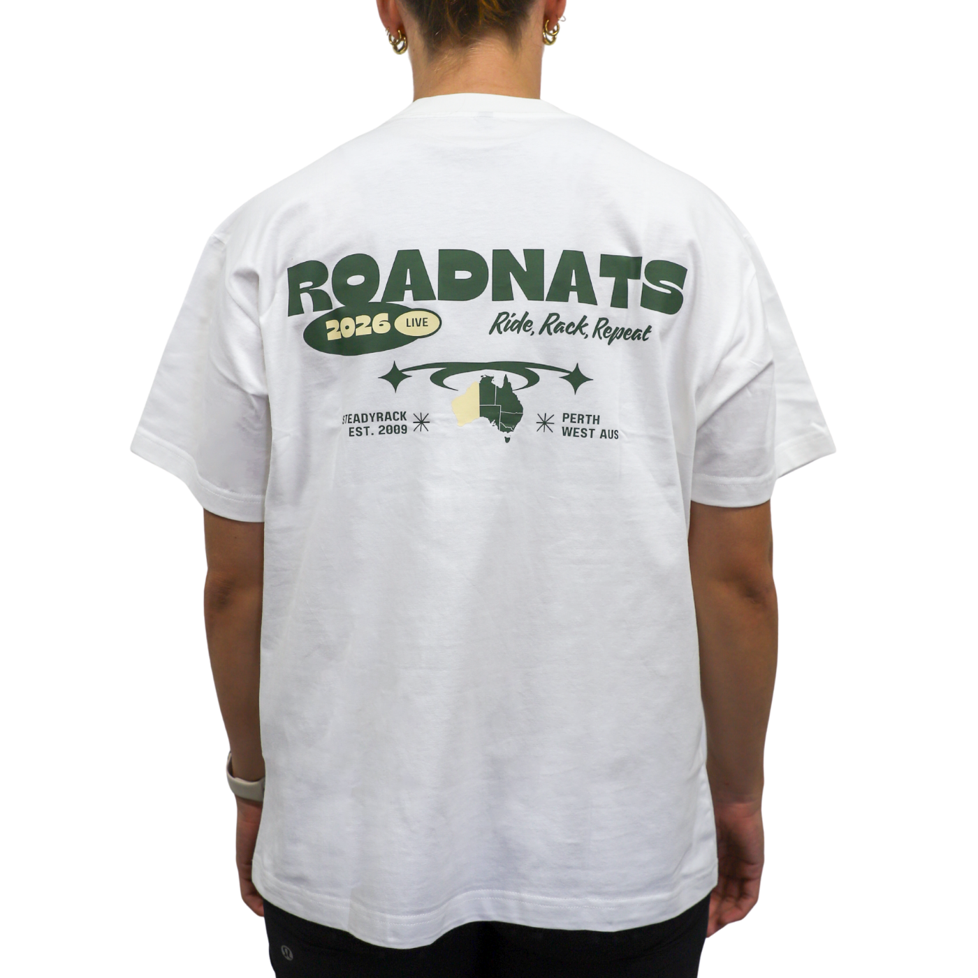 Road Nats x Steadyrack - Men's Oversized White Tee